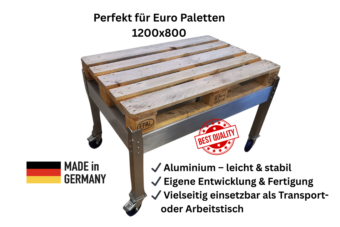 🏗️ Premium Paletten-Fahrgestell aus Aluminium  1210 × 810  hochbelastbar, leicht & langlebig.